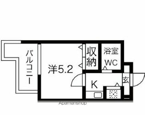 ミリアンメロディ川名(1K/4階)の間取り写真