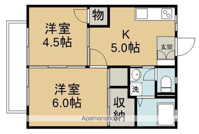 パナハイツ秋山B(2K/1階)の間取り写真