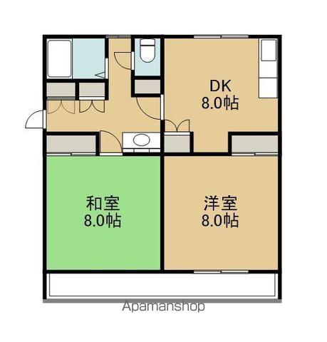 エメラルドグリーンハイツ(2DK/1階)の間取り写真