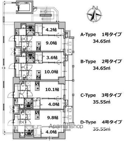 MIRAGEPALACE天王寺堀越町(1LDK/5階)の間取り写真