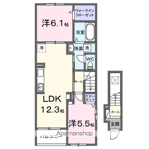GREENAWAYⅡ(2LDK/2階)の間取り写真
