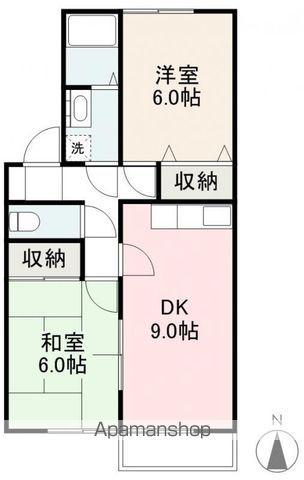 センチュリー香西C棟(2DK/2階)の間取り写真