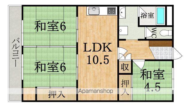 南京終マンションA棟(3LDK/2階)の間取り写真
