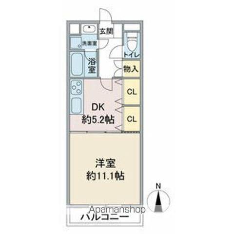 ヴィラ社台Ⅱ(1DK/1階)の間取り写真