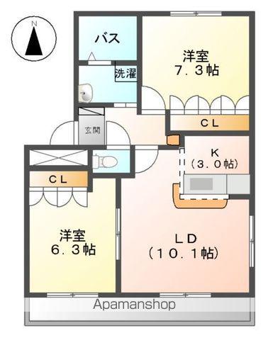 アーバンフローラ(2LDK/1階)の間取り写真