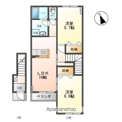 アベックス南(2LDK/2階)の間取り写真