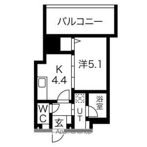 さくらHILLS NISHIKI PLATINUM RESIDE(1DK/4階)の間取り写真