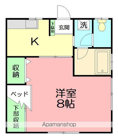ユニバースヒルTK(1K/1階)の間取り写真