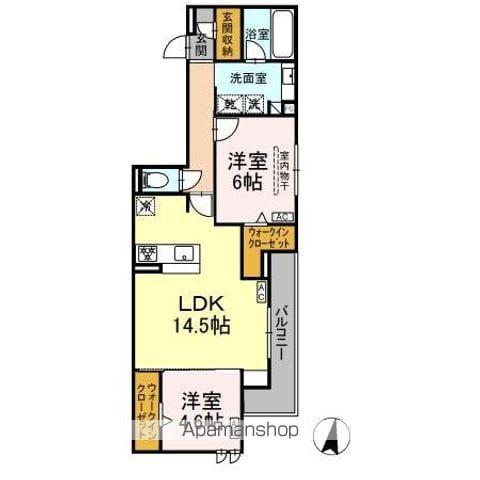 セレスティア苗代(2LDK/3階)の間取り写真