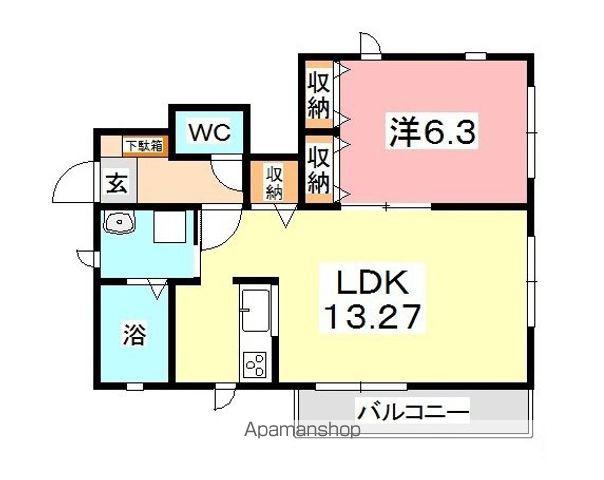 ソレイユ A(1LDK/1階)の間取り写真