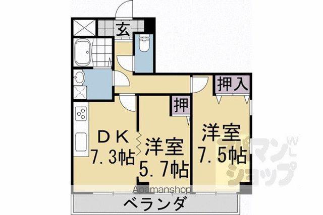 シャンパーニュ四条(2DK/3階)の間取り写真