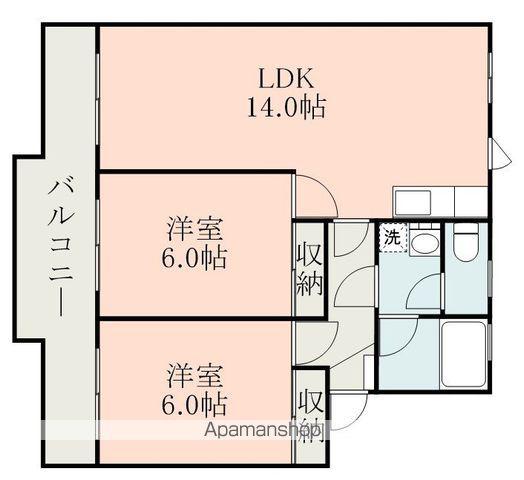 グローリーマンション(2LDK/4階)の間取り写真