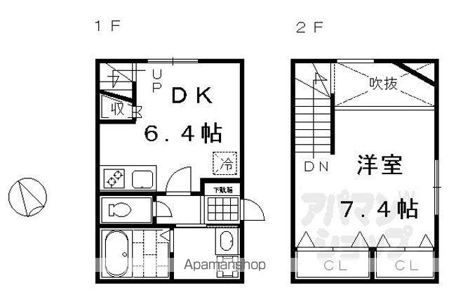 ファミユ東山(1DK/1階)の間取り写真