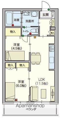 ヘーベルVILLAGE 領家 ヘーベルヴィレッジ浦和領家ヴェルデ(2LDK/2階)の間取り写真