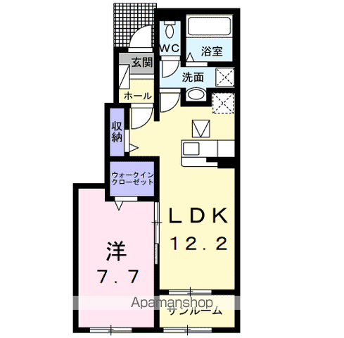 KSヴィレッジ平井 A(1LDK/1階)の間取り写真