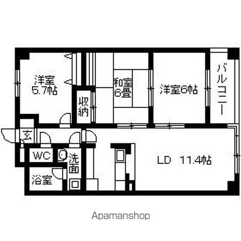 クレアールむさし野(3LDK/4階)の間取り写真