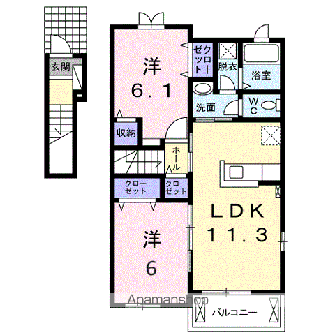 クレセールA(2LDK/2階)の間取り写真