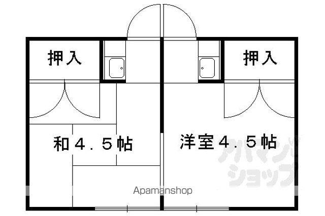 京都市烏丸線 北大路駅 徒歩32分 4階建 築55年(2K/3階)の間取り写真