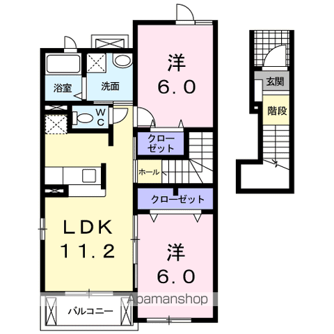 ル・シエル PART.2(2LDK/2階)の間取り写真