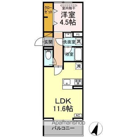 リシェスみのり台 A・B・C A棟(1LDK/2階)の間取り写真