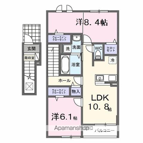 エトワール・イリゼ B(2LDK/2階)の間取り写真
