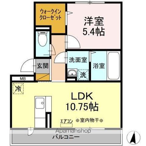 PARK HILLS MIYAKO A(1LDK/2階)の間取り写真