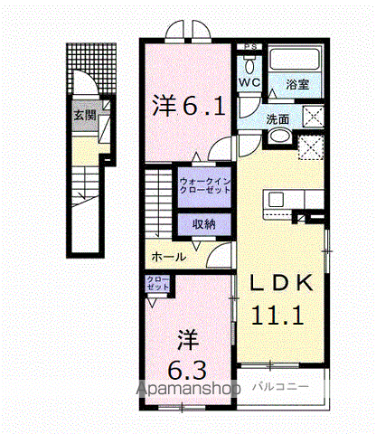 アトリオ(2LDK/2階)の間取り写真