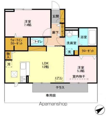 ブリエⅢ(2LDK/1階)の間取り写真