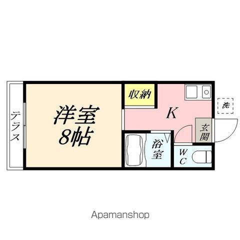 ウエスト岡山Ⅰ(1K/1階)の間取り写真