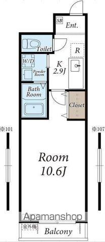 クレストⅤ(1K/1階)の間取り写真