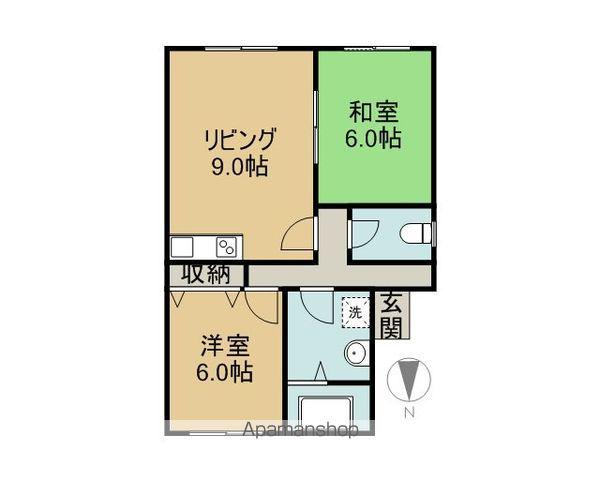 スイートハイツB(2LDK/1階)の間取り写真