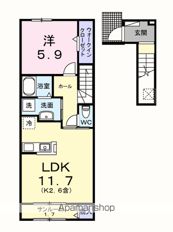 エール トロワ(1LDK/2階)の間取り写真