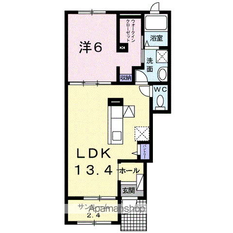 VERDE COLLINA Ⅱ(1LDK/1階)の間取り写真