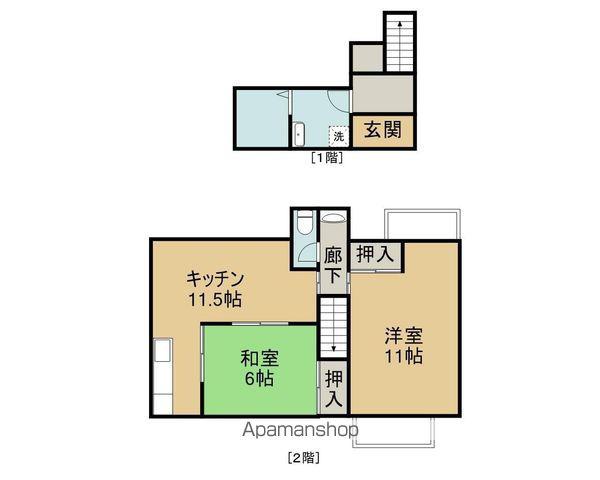 広島県安芸高田市 2階建 築41年(2LDK)の間取り写真