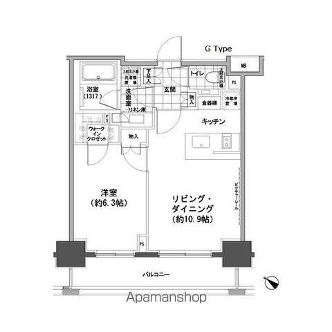 パークハビオ人形町(1LDK/9階)の間取り写真