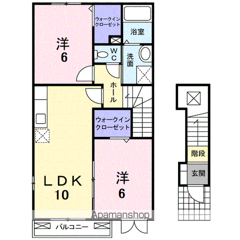 ベル・オーブ・メゾンC(2LDK/2階)の間取り写真