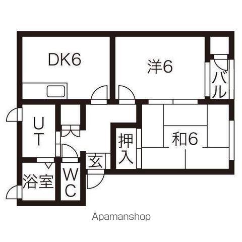メゾンリリーフ長岡C棟(2DK/1階)の間取り写真