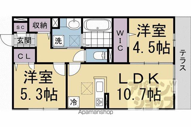 Dーレジデンス二条(2LDK/3階)の間取り写真
