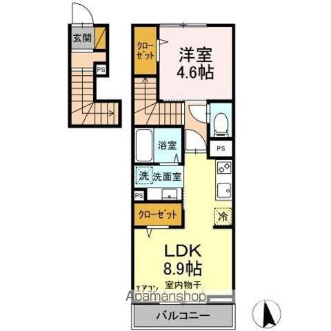 ウインドウ ウィンド(1LDK/2階)の間取り写真