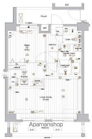 プレミアムキューブ上野毛♯MO(1LDK/5階)の間取り写真