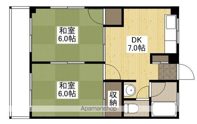 高畑ビル(2DK/3階)の間取り写真