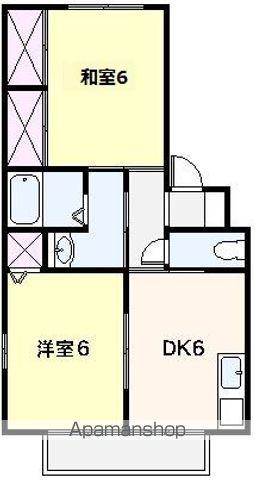 ルミエールⅡ(2DK/2階)の間取り写真