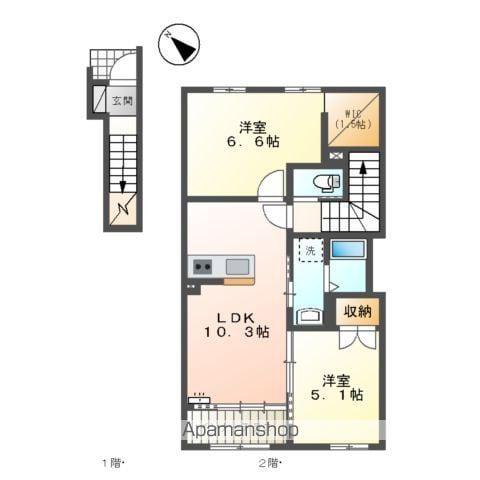 スターテラス美里(2LDK/2階)の間取り写真