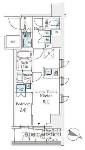 パークアクシス横浜阪東橋(1LDK/2階)の間取り写真