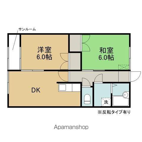 盛岡コーポ(2DK/2階)の間取り写真