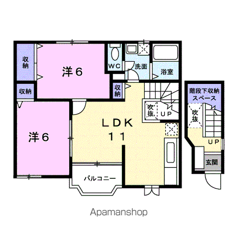 メゾンM(2LDK/2階)の間取り写真