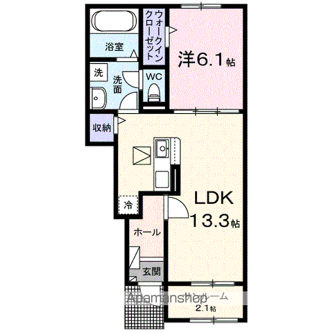 富夢想家 十一番館(1LDK/1階)の間取り写真