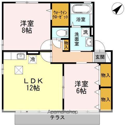 グランパルク大坪B(2LDK/1階)の間取り写真
