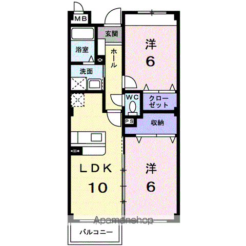パークサイド南(2LDK/2階)の間取り写真