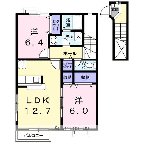 サンスタレS(2LDK/2階)の間取り写真